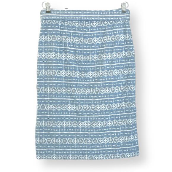 Ann Taylor Embroidered Chambray Tie Waist Pencil Skirt Eyelet Women 8 Side Slits - Picture 6 of 15